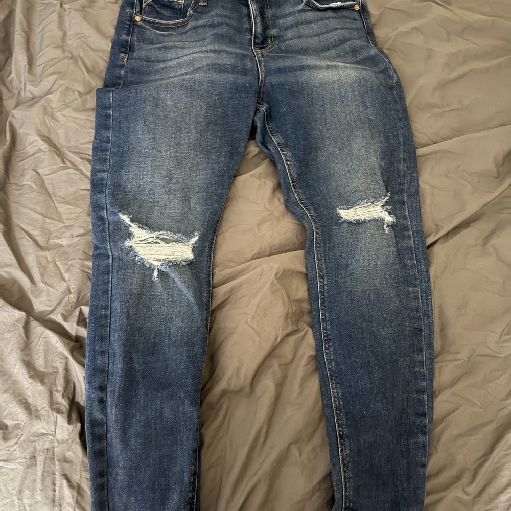 Maurices Dark Blue Distressed Skinny Jeans